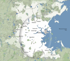 Approximate area of boston Basin